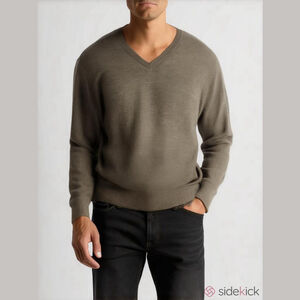 Banana republic Men's Gray Extra Fine Merino Wool V-Neck Sweater size M